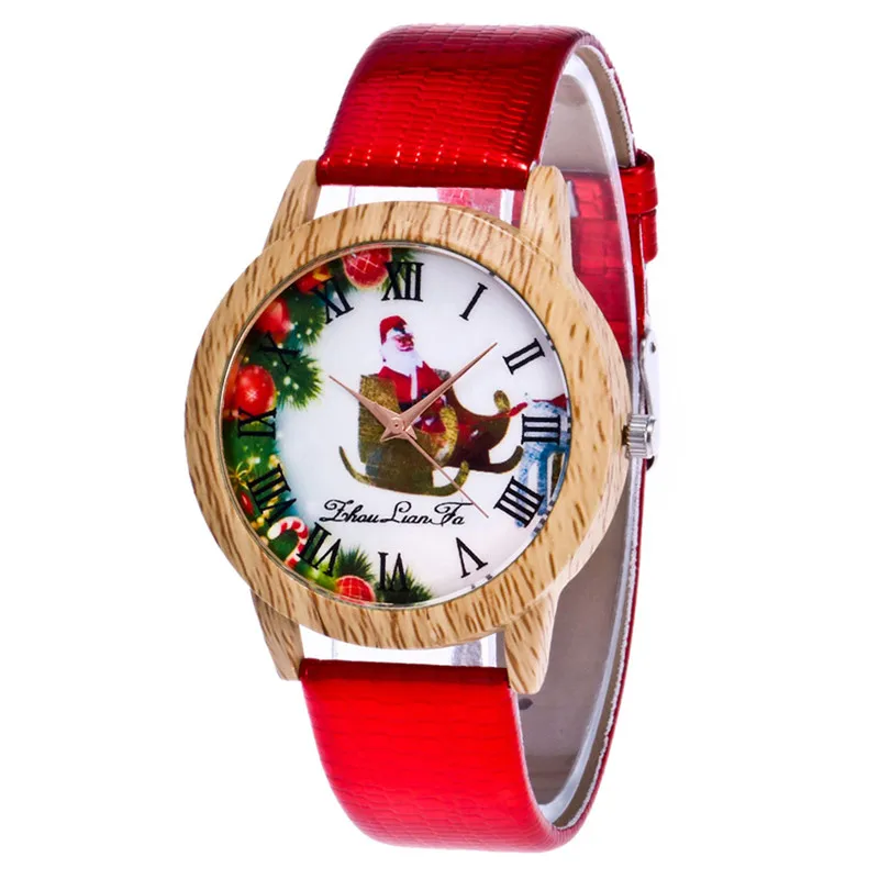 FUNIQUE Candy Color Casual Women Wristwatches Santa Claus Christmas Couple Watches Leather Strap Femme 2018 | Наручные часы