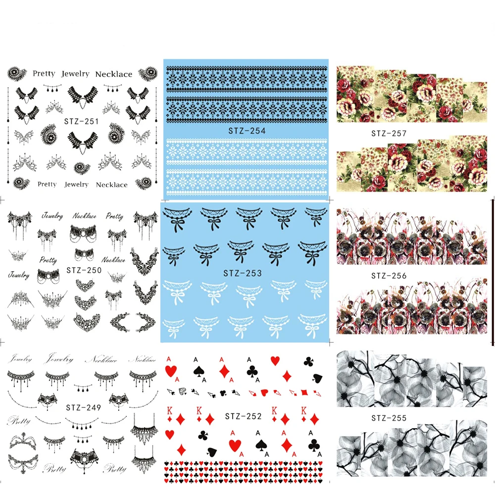 1 лист цветок/кружево/ожерелье ногтей переводные наклейки воды красота Полный