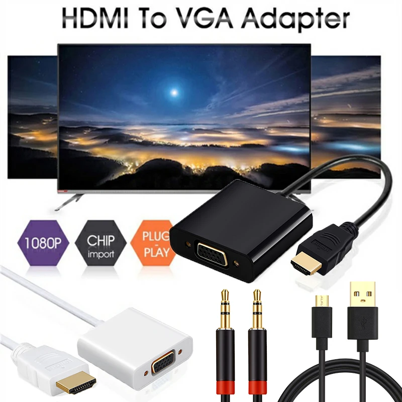 Shuliancable HDMI к VGA адаптер папа Famale конвертер 1080P цифро аналоговый видео аудио для HDTV