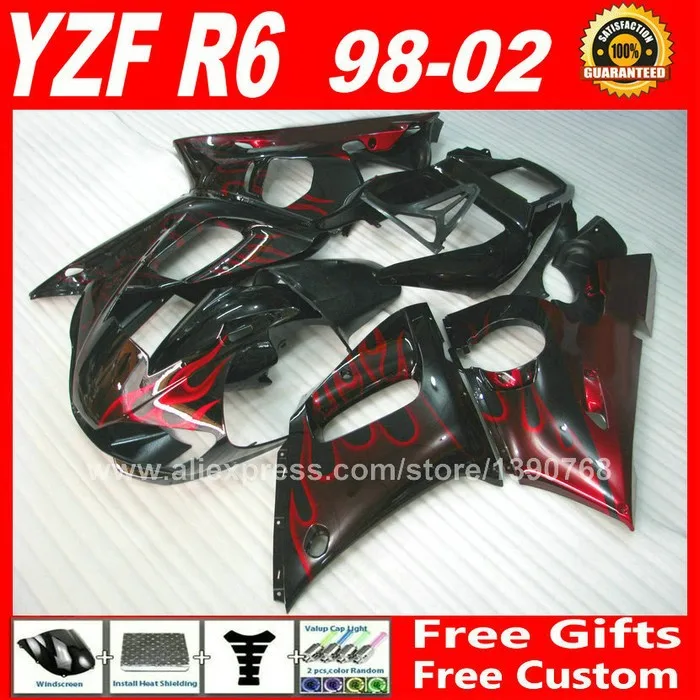OEM заменить обтекатели комплект для 1998 2002 YAMAHA YZF R6 пластиковых деталей yzfr6 1999 2000 2001