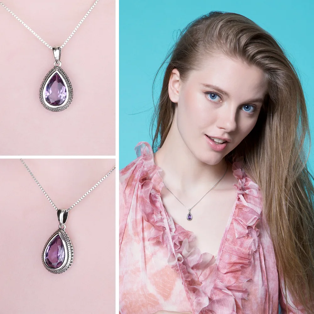 JewelryPalace Грушевидную Форму 11ct Создан Александрит Sapphire Подвески 100% Стерлингового