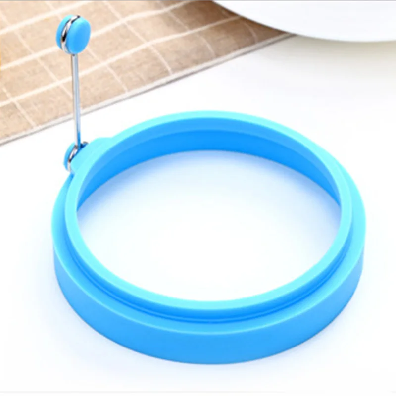 blue Силиконовые яичные кольца круглые антипригарные жареные Форма для яиц производитель блинов формы для завтрака яйцо сэндвич плита - Цвет: blue