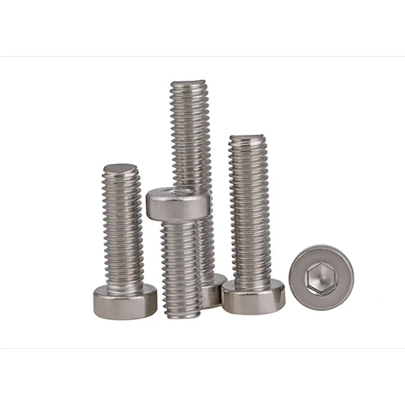 

M3M4M5] 304 Stainless Steel Thin Head Hex Head Screw Socket Head Hex Head Screw Bolt 50 Pcs