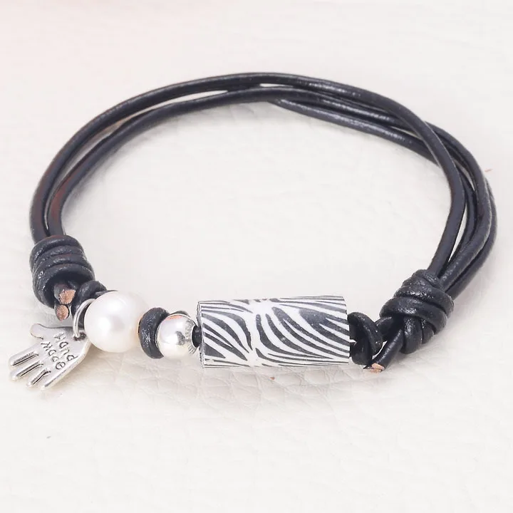 Miasol натуральная кожа в полоску глиняные бусины виде зебры очаровательный