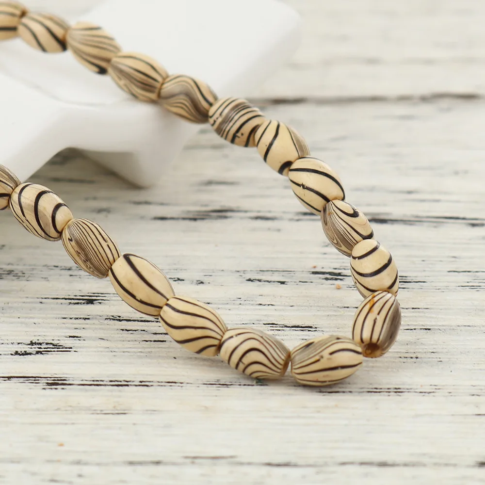 Doreen Box деревянные разделительные бусины Овальной Черной полосы 8 мм x 6 (3/8 дюйма 2/8