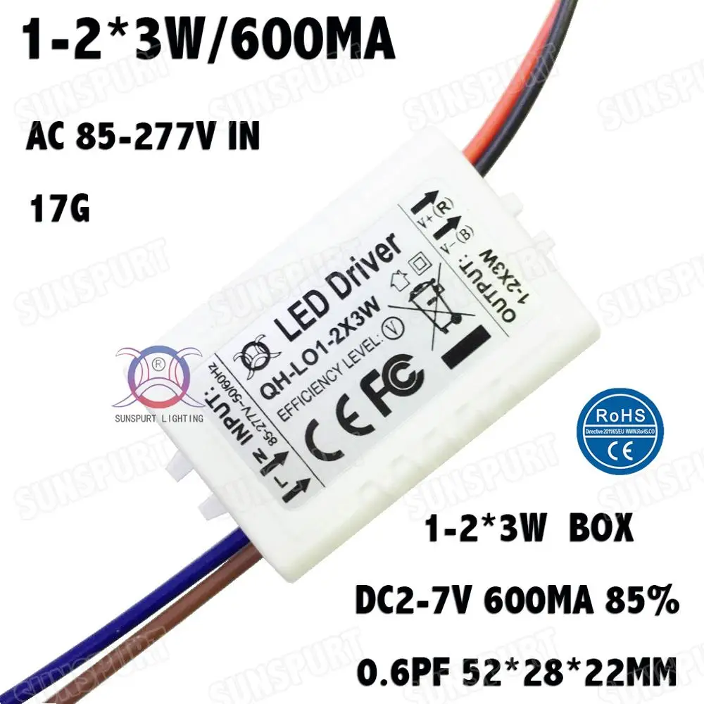 10 шт. изоляция AC85 277V в 5 Вт светодиодный драйвер 1 2x3W 600mA DC2 7V Светодиодный источник