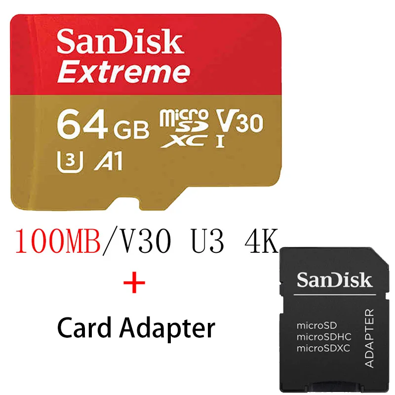 Карта Micro SD SanDisk 100 МБ/с./с 256 ГБ 128 Гб 64 ГБ 32 ГБ 16 ГБ U3/U1 V30 A1 класс 10 карта памяти SDXC SDHC microsd флэш-карта TF - Емкость: SQXNE-064G