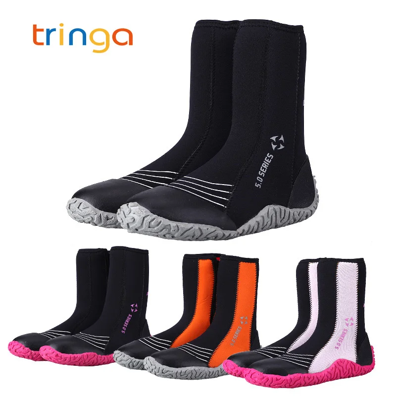 5 мм неопрена вулканизации высокая верхняя подводное погружение сапоги Холодостойкие противоскользящие