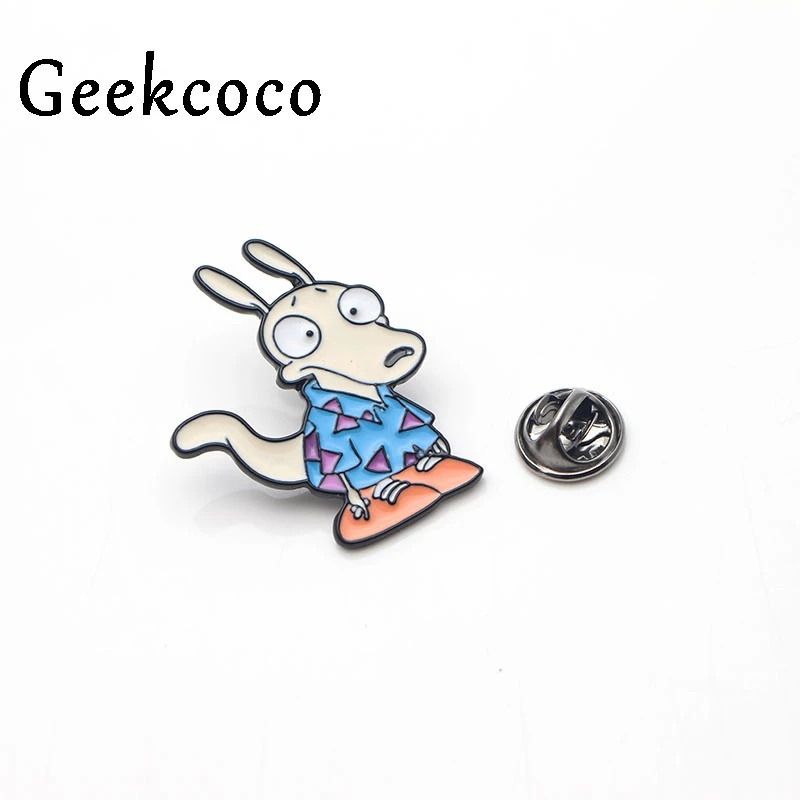 Rocko современная жизнь животных эмаль шпильки для металлические украшения для одежды Подарочная сумка рубашка шляпа рюкзак брошь со знаком отличия Значки для мужчин J0134