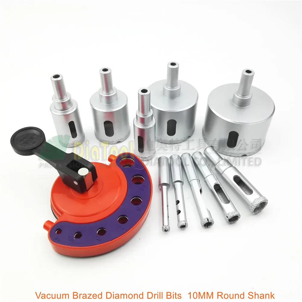 DIATOOL 10pcs/set Diamond Vacuum Brazed Drilling Core Bits With Plastic Positioner Drill Bit Hole Saw For Granite Marble Ceramic