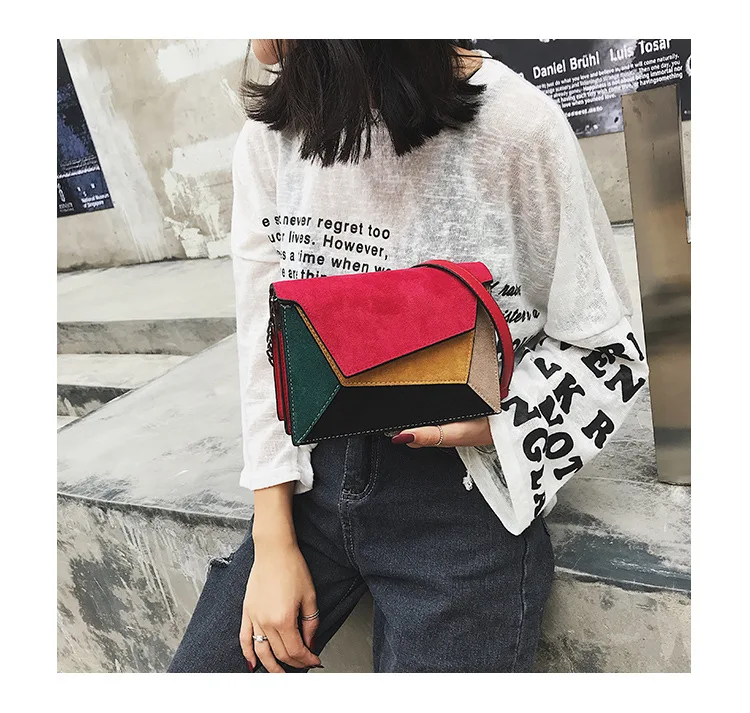 Модные женские туфли сумка Лоскутная нубук Сумки Bolsas Feminina брендовые плечевым