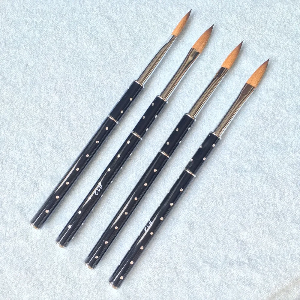 Бесплатная доставка Черная Овальная острая 8 #10 #12 # кисть для ногтей акриловая