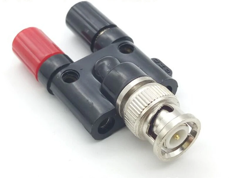 

BNC Male Plug to Two dual 4mm Banana female Socket Jack Binding Post RF Coaxial Adapter Connector Wire Terminals