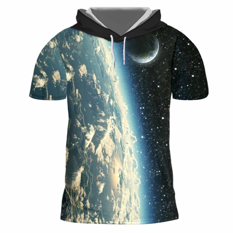 UJWI летняя футболка мужская галактика космическая Луна 3D печать Camisa Masculina