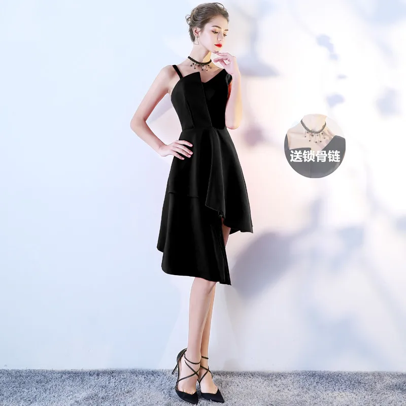 Женское платье Черное короткое асимметричное без рукавов на день рождения лето