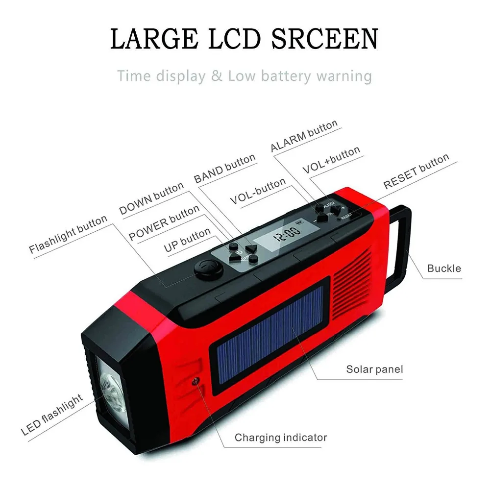 Прочный Солнечный радио Ручной Генератор NOAA аварийное зарядное устройство для