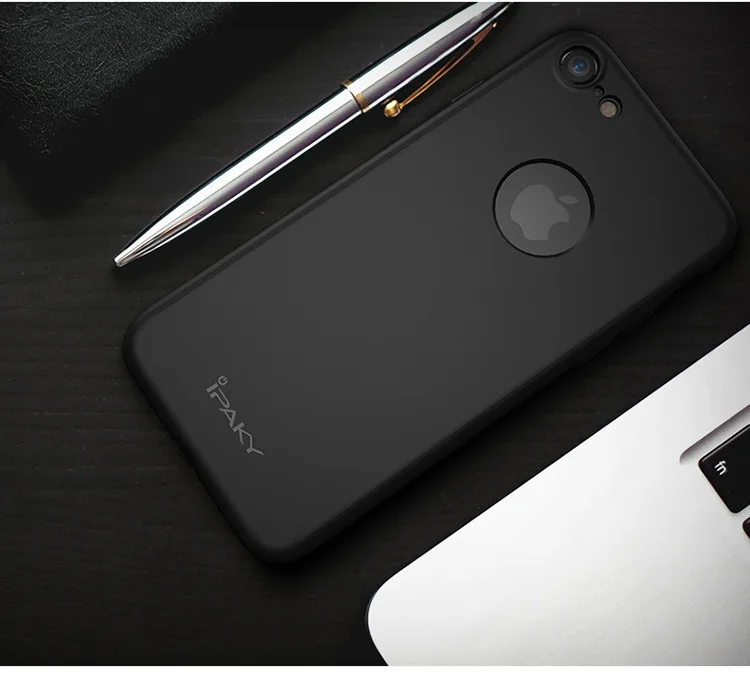 IPaky 360 Полный ультра тонкий для iPhone 7 Plus + закаленное Стекло Экран протектор Чехол