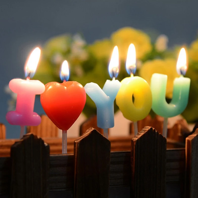 I Love You свечи для дня рождения Новинка юбилей Свадьба романтическая зубочистка свечи для торта вечерние декоративные свечи