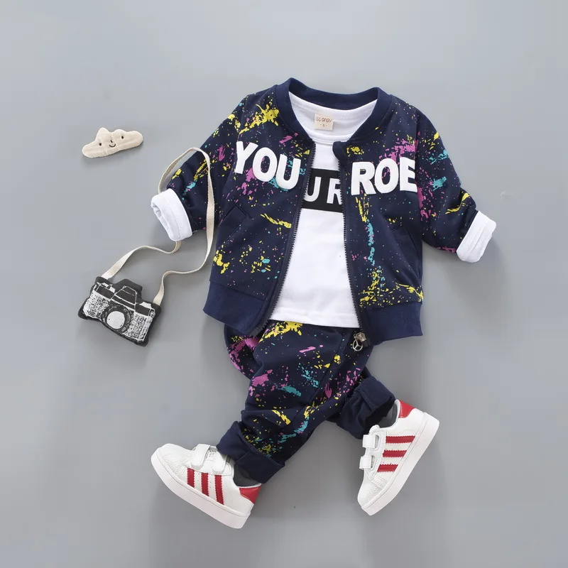 2018 New Children Girls Boys Fashion Clothing Sets Autumn Winter 3 Piece Suit Coat Clothes Baby Cotton Brand Tracksuits 1-4Yr | Детская
