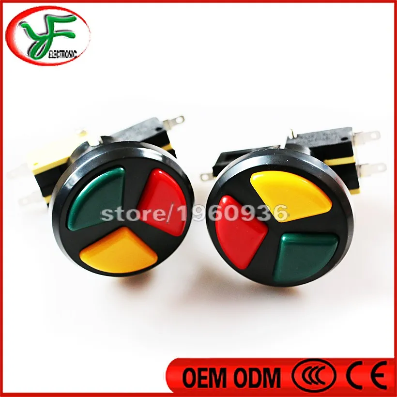 Free Shipping 3 in 1 triangle & round arcade push button with microswithes three color for gane machine parts | Спорт и