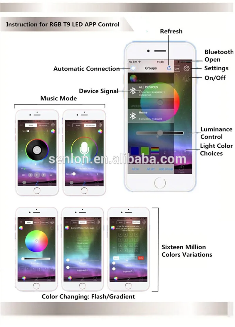 H4 светодиодный налобный фонарь Лидер продаж APP автомобильный RGB H8 H11 9005 9006 9012 H7 H13 H16 светодиодный лампы Управление Bluetooth HB1 HB2 HB3 HB4 HB5