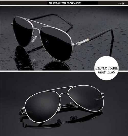 Silver Frame Grey Авиационные весенние поляризованные солнцезащитные очки с металлическим каркасом, мужские роскошные брендовые дизайнерские очки для пилота, мужские солнцезащитные очки для вождения - Цвет линз: Silver Frame Grey