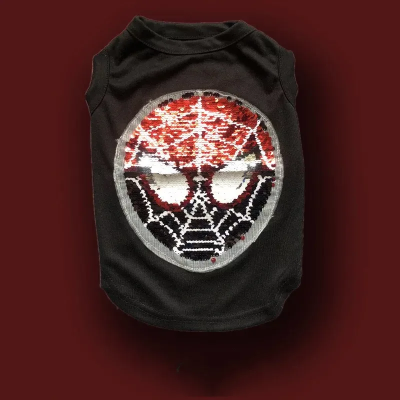Spider-Man Black Модная летняя футболка «мстители» для домашних животных, жилет корги шнауцер, одежда для собак, костюм для мопса GZC23 - Цвет: Spider-Man Black