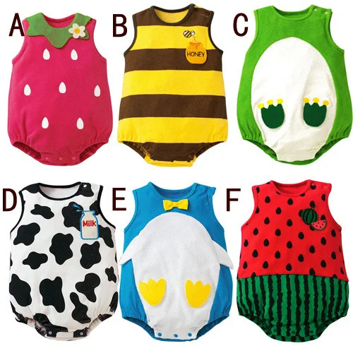 Cute Newborn Baby Girl Rompers Cartoon Animal Summer Clothing Sets Cotton Sleeveless Infant Jumpsuits Kids Boys Clothes | Детская одежда