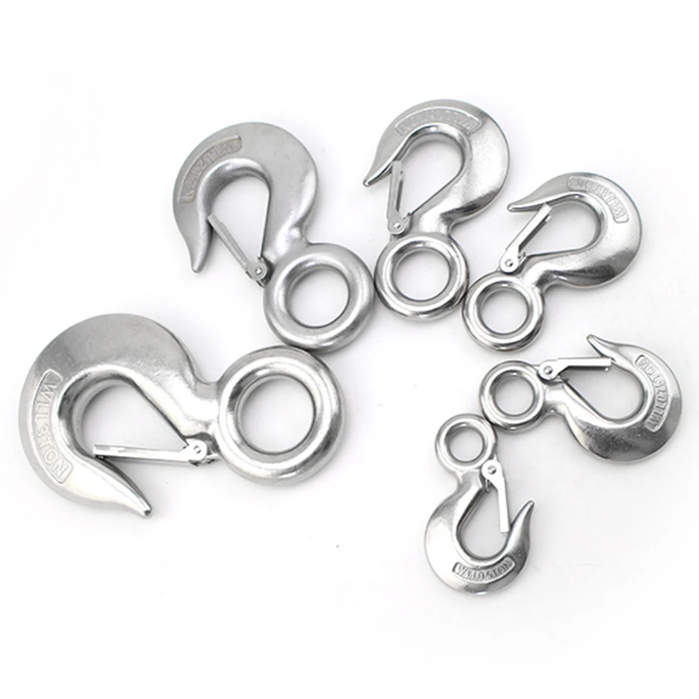 

1Pcs Silver 304 Stainless Steel Trigger Clevis Fixed-Eye Lifting Snap Tone Hook with 1500KG Working Load Limit