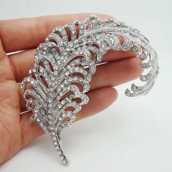 Модная брошь в виде павлиньих перьев для невесты прозрачные стразы булавка с