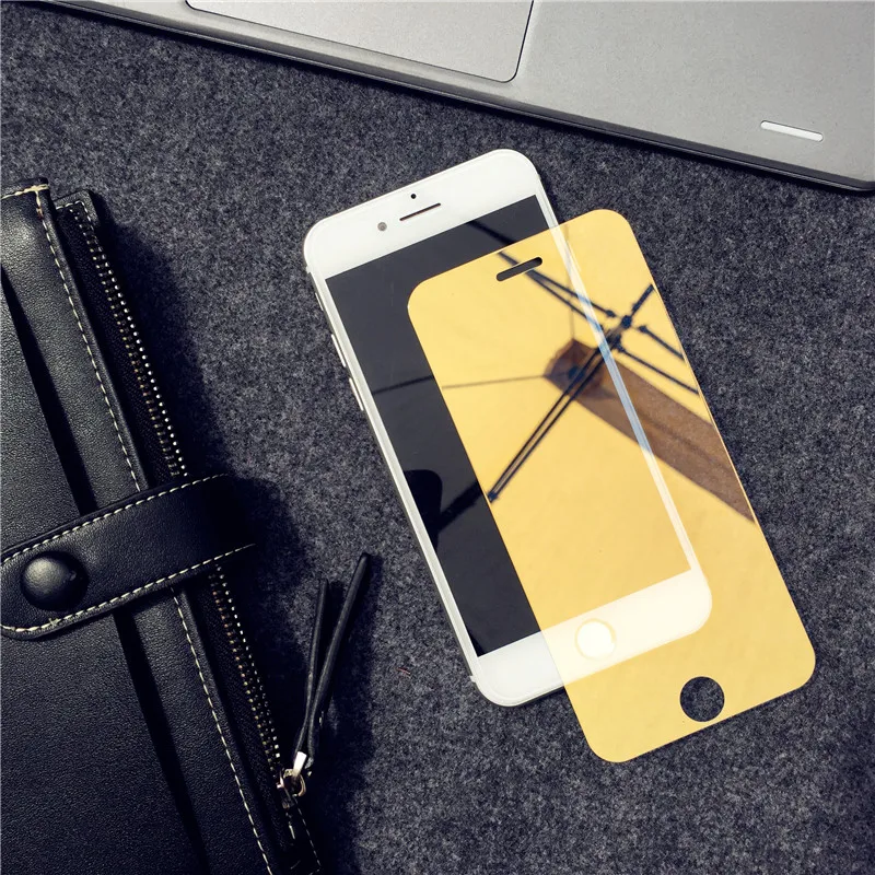 Защитная пленка из закаленного стекла с зеркальным эффектом для iPhone X, XR, XS, Max, 5S, 5C, SE, 6, 6 S, 7, 8 Plus, цветная защитная пленка на весь экран