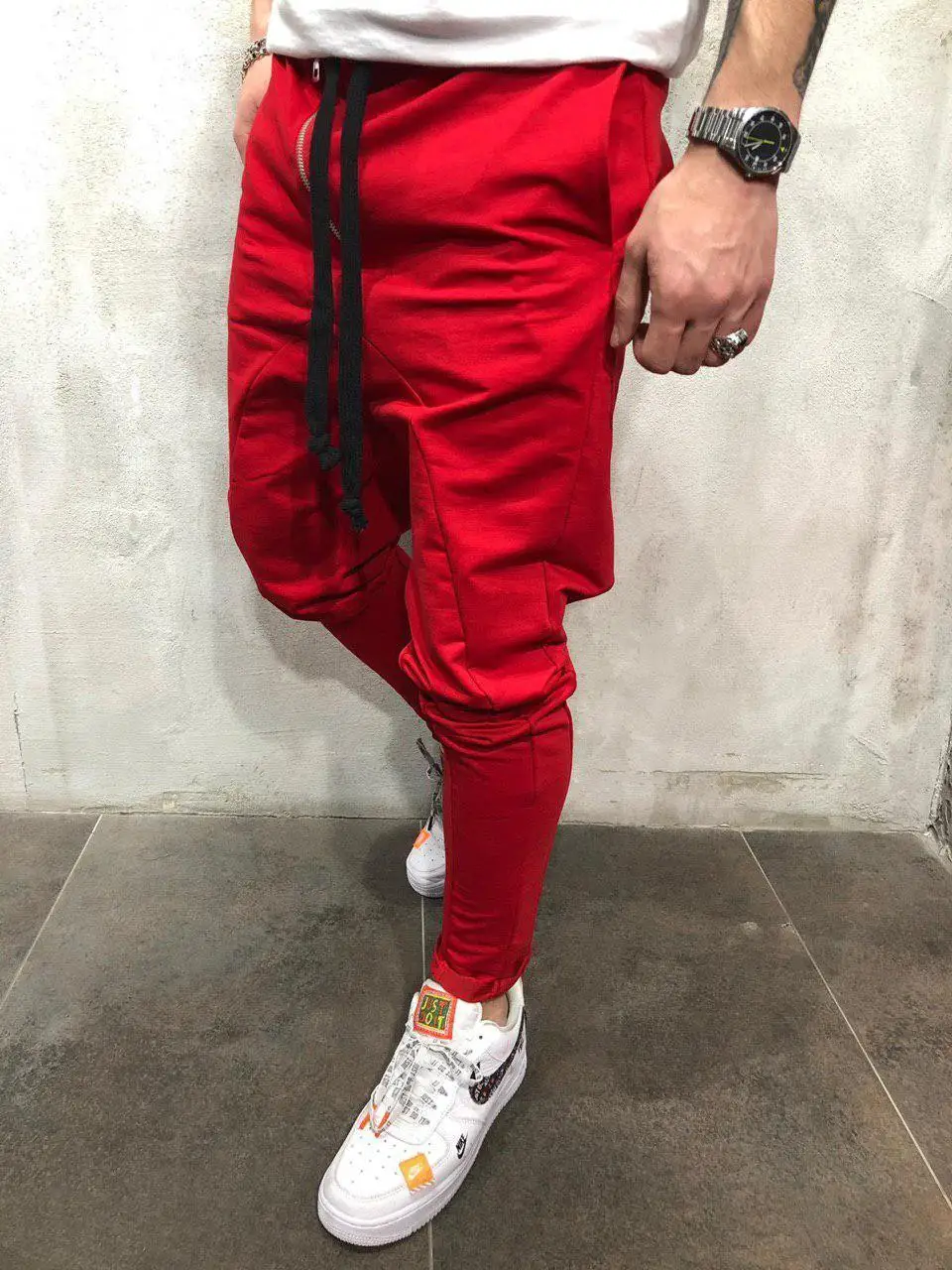 Спортивные брюки для мужчин однотонные повседневные сезон осень весна уличная