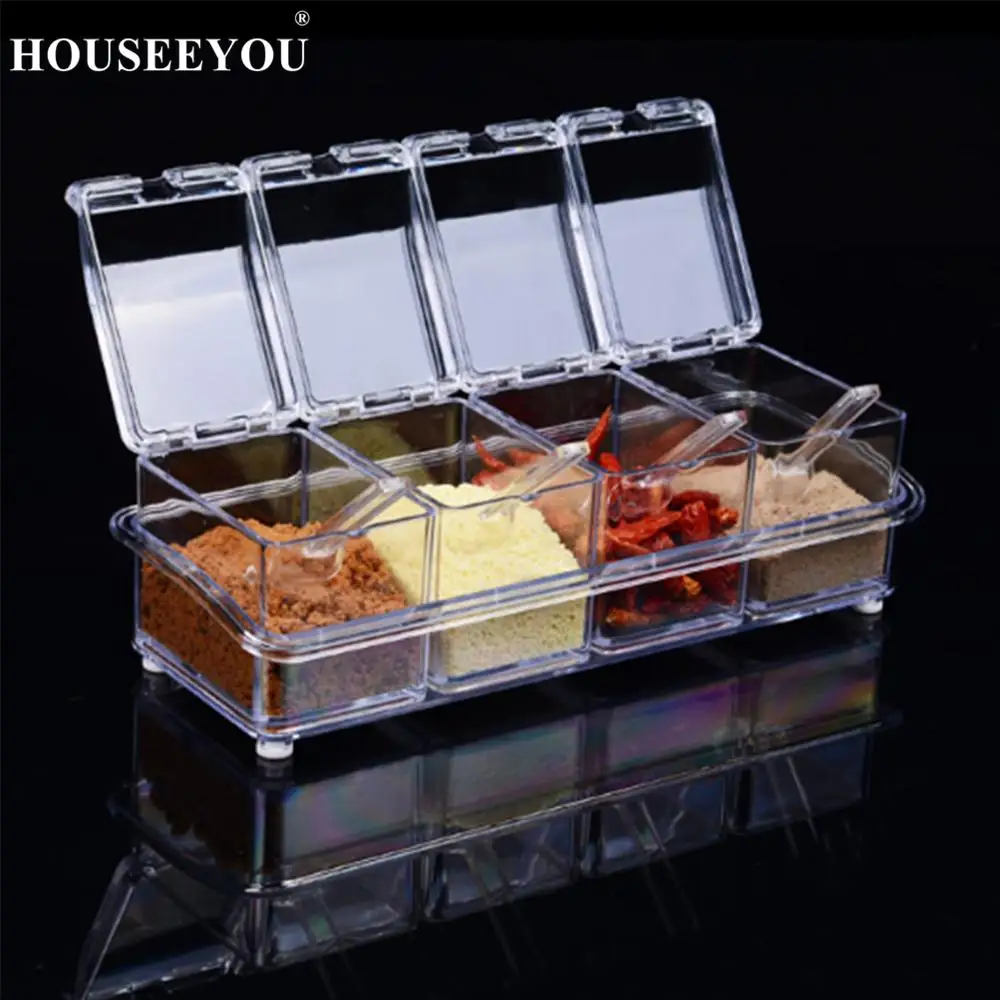 4 шт. прозрачная полка для приправ набор горшки специй Кухонное хранение