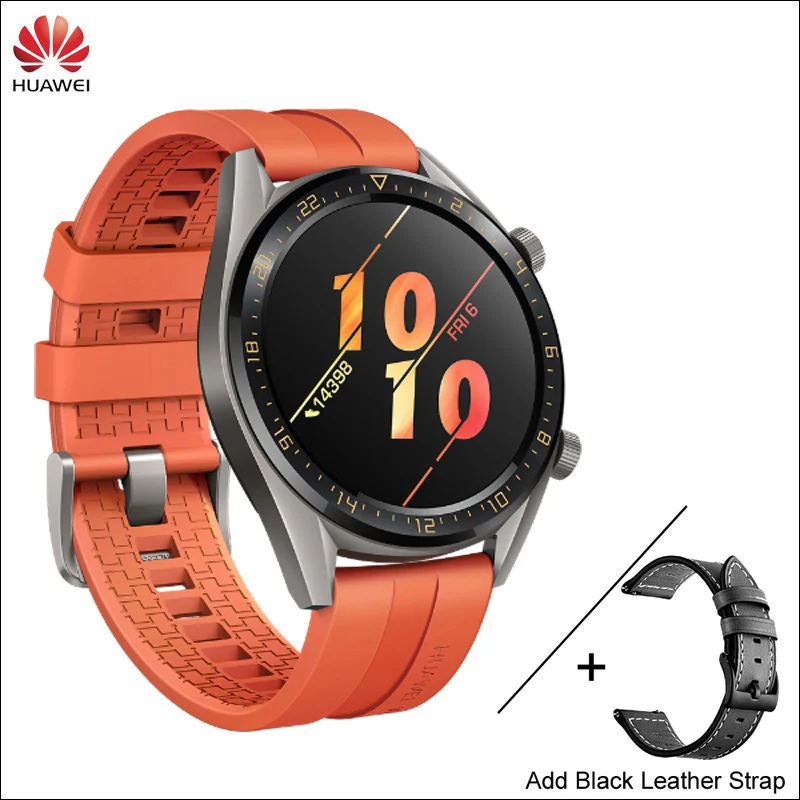 Orange n Strap B Huawei Watch GT Смарт часы Поддержка gps NFC 14 дней Срок службы батареи 5 атм водонепроницаемый телефонный Звонок трекер сердечного ритма для Android iOS - Цвет: Orange n Strap B