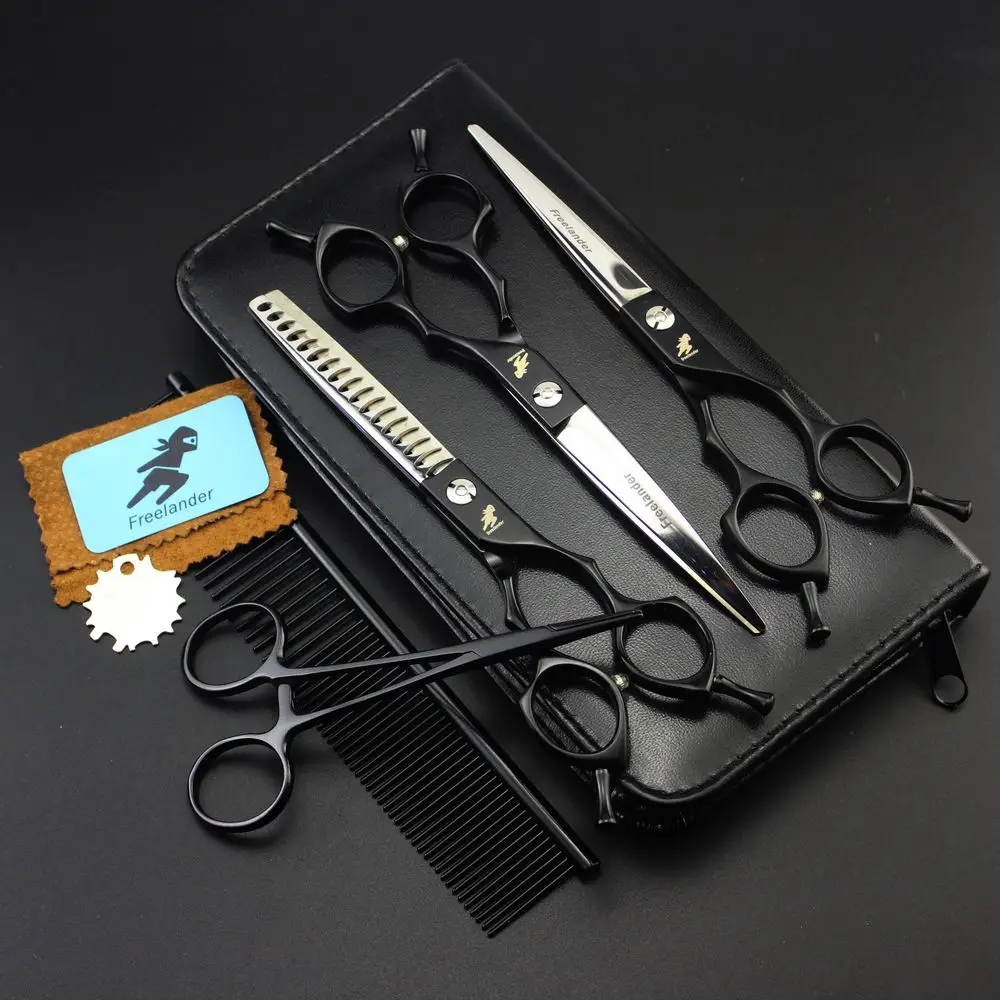Professional Pet Grooming Scissors 6/6.5 inch Straight Curved Thinning Set Dog Shears Hair Cutting | Дом и сад