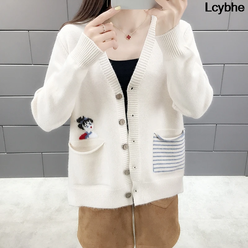 Женский свитер куртка весна и осень 2019 новый стиль короткая Корейская версия
