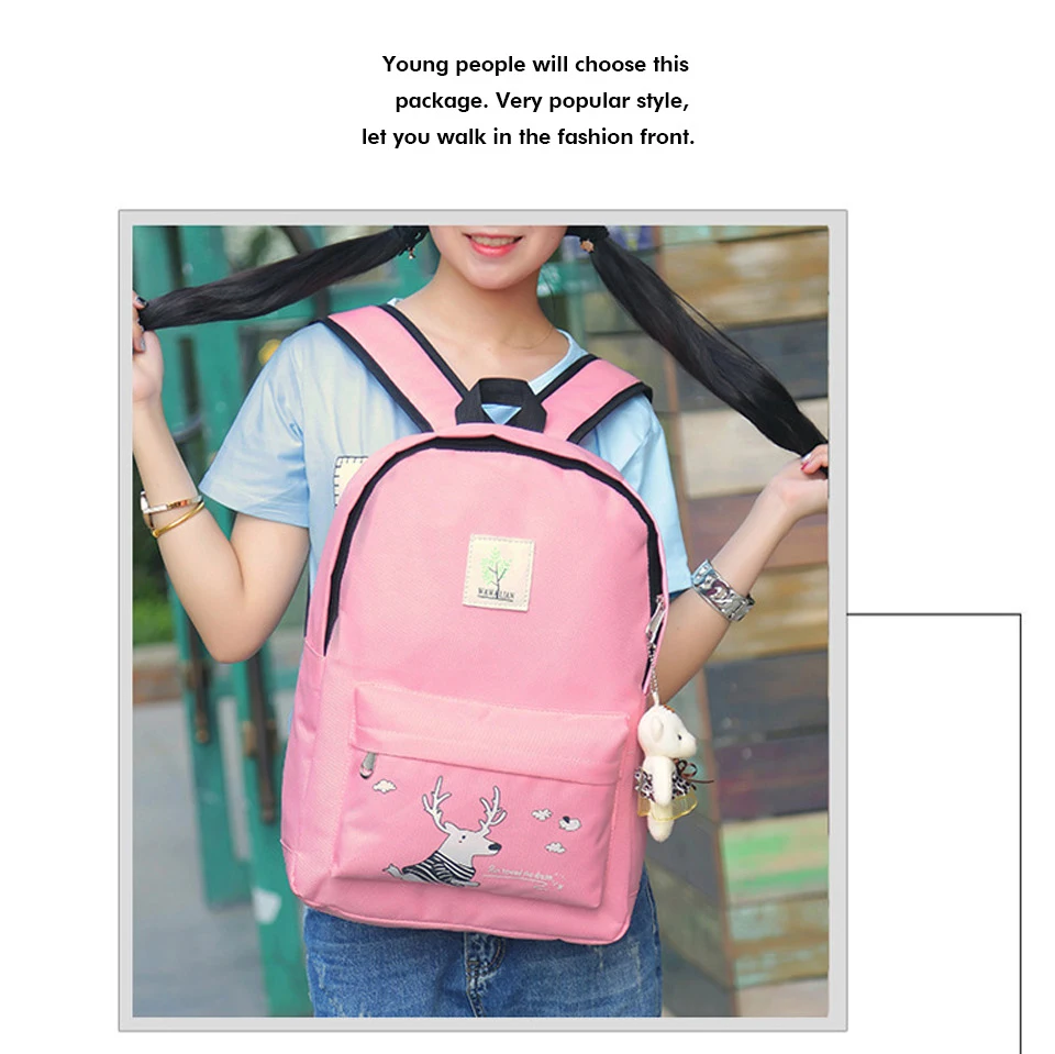 New Teenager Big Capacity School Backpacks Canvas Cartoon Solid Bag Fashion Designer Backpacks Women High Quality