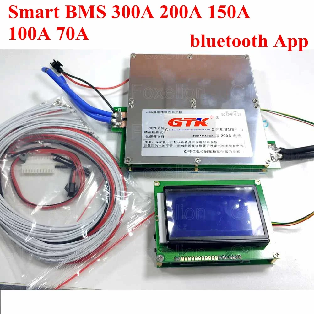 Умный дисплей BMS 8S 24S 300A 200A 150A 100A 70A литиевая батарея Защитная плата баланс BMS Li-Ion Lipo lifepo4 8S 21S 24S