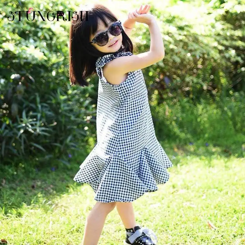 Summer girls dress elegant frocks plaid design unique style clothing children summerclothes casual holiday for 12M-4T | Детская одежда