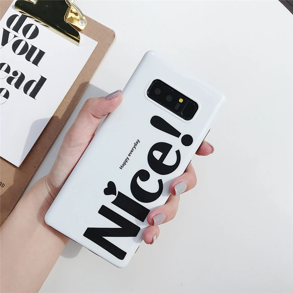 Роскошные модные простые английский белый чехол для телефона Samsung Galaxy S8 S9 S7 край