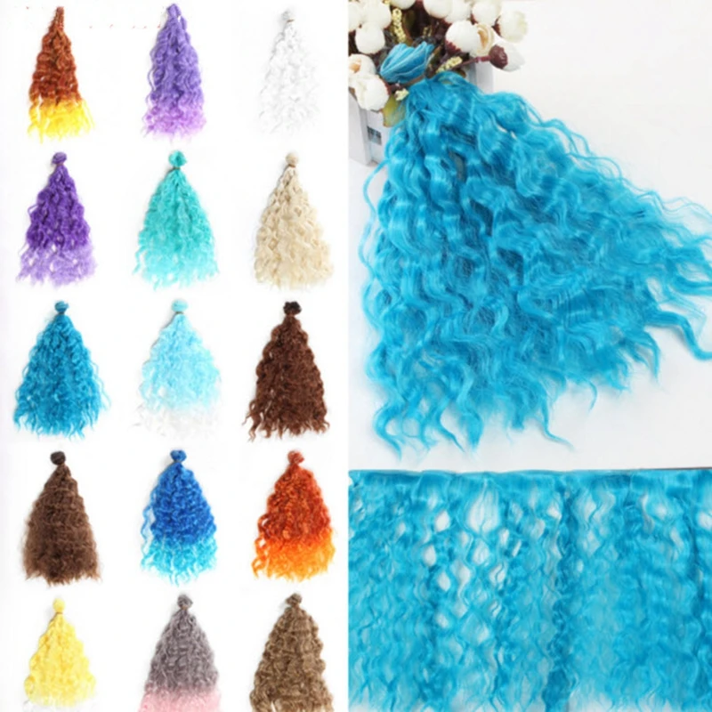 

1pc 25*100cm Doll Wigs DIY Doll Hair Curly Hair Wavy Wigs Colorful Gradient Doll Hairs For 1/3 1/4 1/6 BJD SD doll