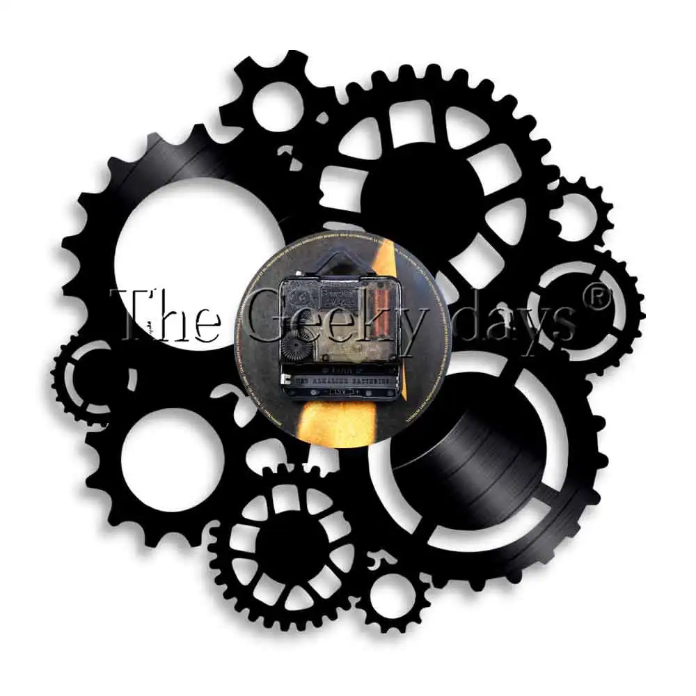Настенные часы в стиле стимпанк с виниловой пластиной викторианские