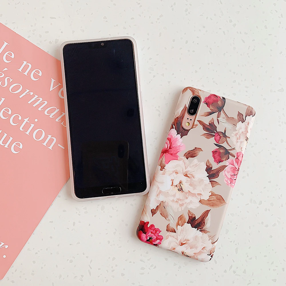 Чехол для телефона в стиле ретро с цветами и листьями держателем Huawei P20 P30 P40 Lite Pro