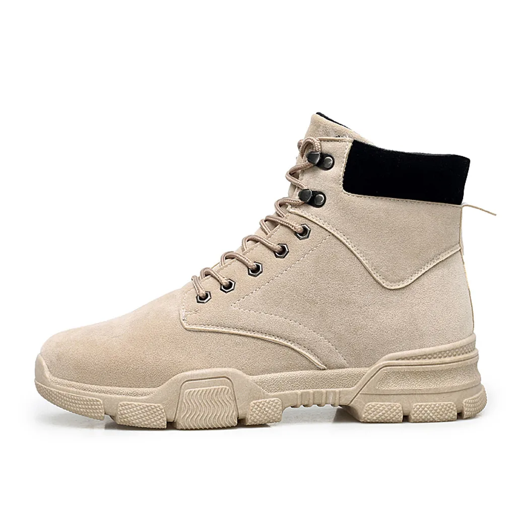 Botas hombre/модные зимние мужские ботинки высокого качества теплые рабочие ботинки мужские ботинки-дезерты на шнуровке обувь с высоким берцем с круглым носком, 7,10