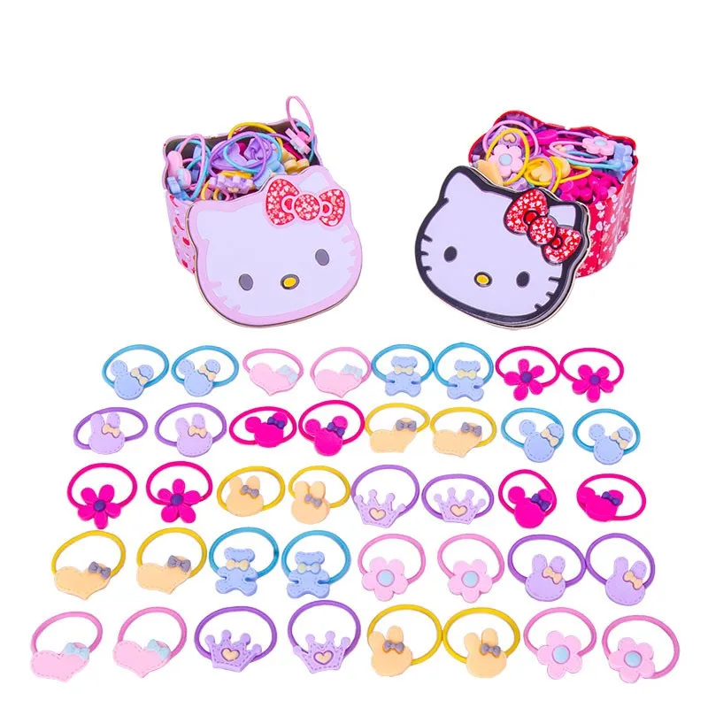 40 шт./компл. железа коробку резинкой милые дети кольцо волосы веревка маленькая