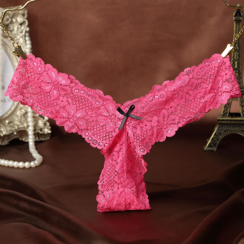 Бесшовное нижнее белье женские трусики стринги сексуальное кружевное хлопковое
