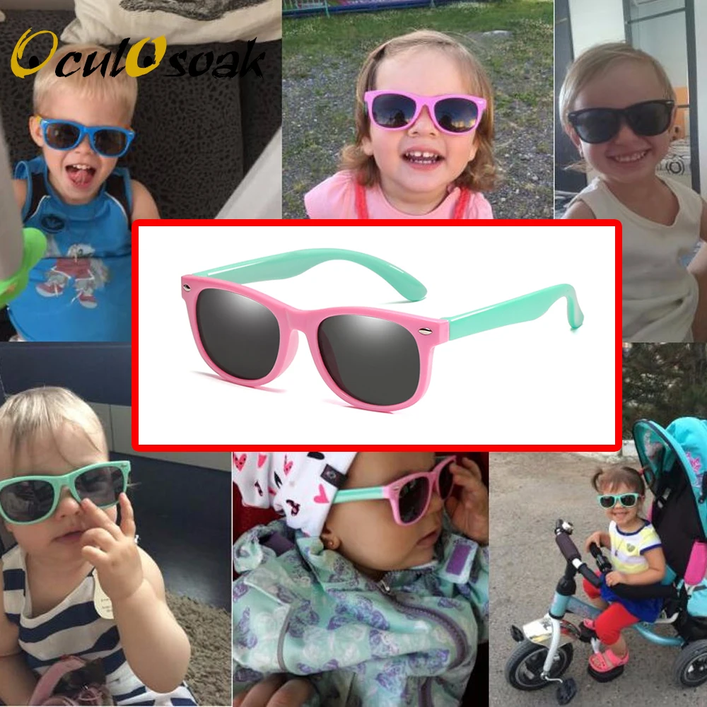 

2019 New Kids Sunglasses Children Polarized Lenses Glasses Girls Boys Silicone UV400 Child Mirror Baby Eyewear Gafas KPR01