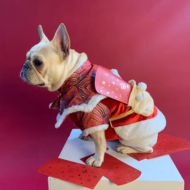 Новогодняя одежда для собак мопса французская бульдога Frenchie костюм домашнего
