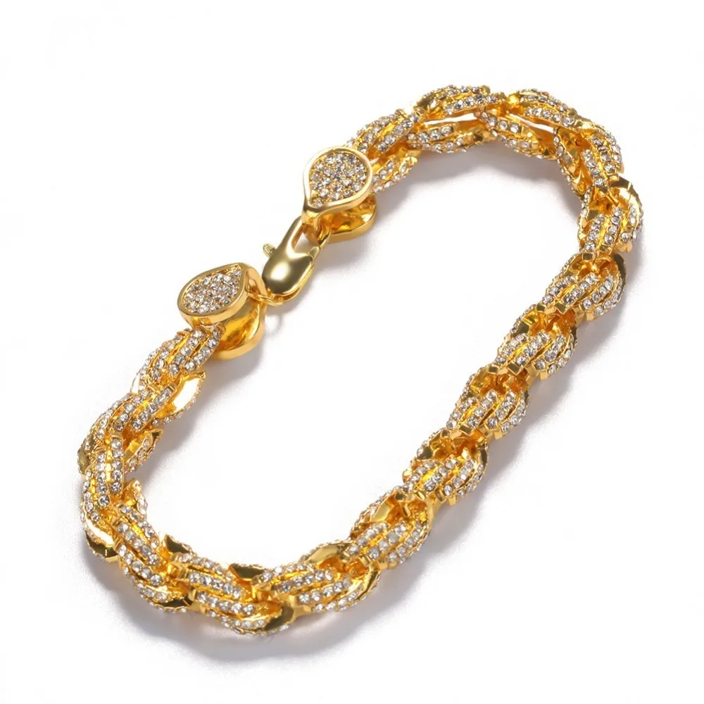 UWIN NE+BA 9mm Rope Chain Necklaces& Bracelets Full Iced Out Rhinestones Bling Biling 7/8/9inch Fashion Hiphop Jewelry