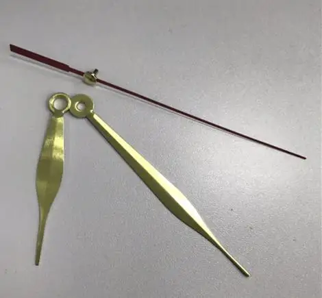100 наборы DIY 28 мм вал настенные часы аксессуары металлическая игла указка секундная стрелка минутный час ручной набор иглы часы домашний декор - Цвет: gold red